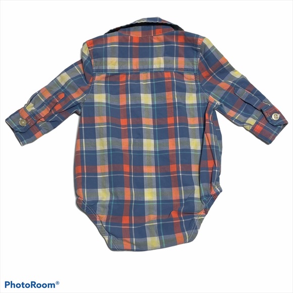 OSHKOSH B'GOSH PLAID ONE PIECE SHIRT SIZE 3 Month - Picture 4 of 6